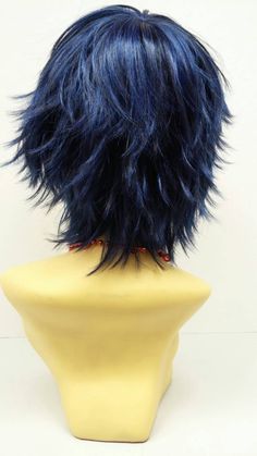 Straight Shag, Shag Wig, Pixie Color, Blue Cosplay Wig, Color Anime, Blue Cosplay, Blue Costume, Messy Bob, Short Grunge Hair