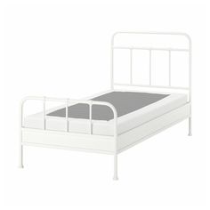 STJÄRNÖ bed frame, white/Lyngör white, Twin. STJÄRNÖ is a classic bed frame with decorative details that add a twist to the steel design – and LYNGÖR mattress base gives extra height and helps your mattress keep its shape for longer. Steel. Tv Discrete, Bed Textiles, Bed Frame White, Mattress Base, High Headboards, High Headboard, Curved Headboard, Ikea Bed, Classic Bed