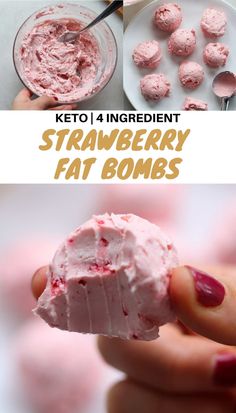 Made with just four ingredients in 10 minutes, these Keto Strawberry Cheesecake Fat Bombs are a delicious and super simple dessert, with just 1 net carb! #ketorecipes Keto Quiche, Desayuno Keto, Low Carb Backen, Desserts Keto, Breakfast Low Carb, Low Carb Snack, Simple Dessert, Keto Pancakes, Low Carb Dessert