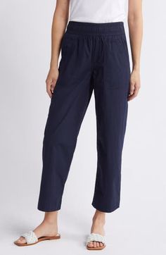 Discover your new weekend uniform in relaxed straight-leg pants boasting a stretchy waistband and comfy, high-waist silhouette. 26" inseam; 18" leg opening; 11 1/2" front rise; 16" back rise (size Medium) Elastic waist Front slant pockets 67% cotton, 30% rayon, 3% spandex Machine wash, tumble dry Imported Relaxed Fit Cargo Pants With Straight Hem For Everyday, Elevated Casual Relaxed Fit Pull-on Bottoms, Relaxed Fit Straight Leg Cargo Pants With Elastic Waistband, Effortless Straight Leg Bottoms For Workwear, Relaxed Fit Bottoms For Elevated Casual Wear, Elevated Casual Bottoms With Relaxed Fit, Elevated Casual Straight Cargo Pants With Elastic Waistband, Comfortable Straight Leg Bottoms With Elastic Waistband, Utility Straight Leg Pull-on Pants