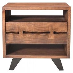 a wooden side table with two drawers