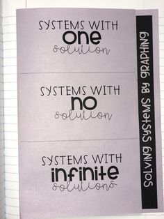 some type of paper with writing on it that says systems with no solution and system with infinite solutions