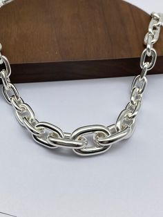 Heavy Silver Mens Necklace Mens Chunky Necklace Cable Chain 925 Sterling Sliver Handmade Necklace 925 Solid Silver PRODUCT DESCRIPTION -Materials:Silver 925 -Color:White silver,if you need Oxidized(Dark silver) color,please contact me. -Width:The biggest link is 17mm,then 16mm,13.5mm,11.5mm,10.5mm,10mm.The middle 9 links size are different width,others are 10mm.(Chain width can be Personalized) -Length:Any length (Can be personalized length) -Weigth:depends on the length.18inches is 170g. -Clasp Silver Chunky Chain Link Necklaces, Silver Chunky Classic Jewelry, Classic Silver Chunky Jewelry, Classic Chunky Silver Jewelry, Silver Chunky Link Chain Necklace, Silver Sterling Chunky Chain Necklace, Silver Sterling Silver Chunky Chain Necklace, Silver Chunky Chain Necklace In Sterling Silver, Silver Polished Chain Necklace