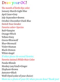 an image of a list with the words draw your oc in different font styles