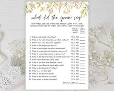 a printable wedding game with the words what did the groom say? on it