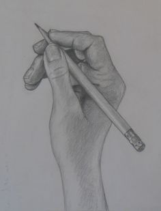 a drawing of a hand holding a pencil