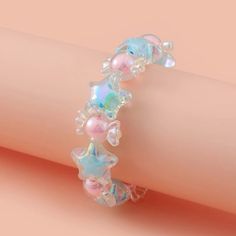 This Unique Piece Is A Wonderful Addition To Your Wardrobe And Your Style; Sure To Get Lots Of Compliments! Gsun1p506000uw6 Light Blue And Pink Jewelry, Pastel Kawaii Accessories, Kawaii Matching Bracelet, Kokomi Jewelry, Cutes Bracelets, Kawaii Beaded Jewelry, Bracelet Kidcore, Candy Bracelets, Kawaii Bracelet