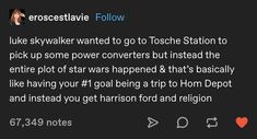 a tweet with the caption that reads, i like sky walker wanted to go to tokyo station to pick up some power converters but instead