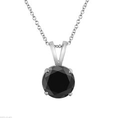 Platinum 2.00 Carat Fancy Black Diamond Solitaire Pendant Necklace HandMade Sterling Silver Round Diamond Necklace For Evening, Sterling Silver Diamond Necklace For Evening, Black Round Cut Jewelry For Formal Occasions, Brilliant Cut Round Necklaces For Evening, Classic Evening Necklace With Diamond Cut, Diamond Cut Pendant Necklace For Evening, Evening Pendant Necklace With Diamond Cut, Diamond Cut Pendant Necklaces For Evening, Elegant Jewelry With Round Cut Black Diamonds