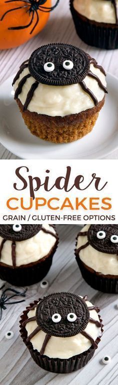 spider cupcakes with cream / gluen - free options