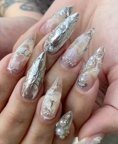 Cute Nail Colors, Chrome Nails Designs, Glam Nails, Pretty Acrylic Nails