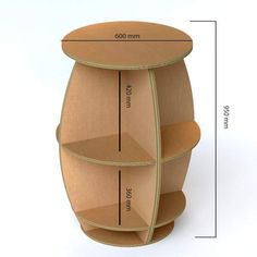 three tiered cardboard display unit with measurements