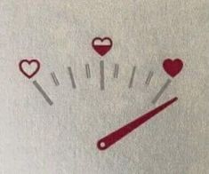 a speedometer with hearts on it and the needle is pointing to the left side