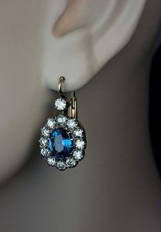 Vintage Sapphire Earrings, Sapphire Diamond Earrings, Earrings Sapphire, Round Diamond Earrings, Sapphire And Diamond Earrings, Kay Jewelry, Vintage Sapphire, Faberge Eggs, Tiffany Jewelry