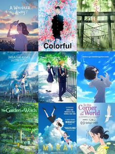 four different anime posters with the same character in each one's avatar, from left to