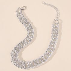 Length: 21-50cm Silver Chain Link Necklace With Clavicle Chain, Trendy Silver Chain Belt As Gift, Silver Clavicle Chain Link Necklace, Metal Chain Belt With Silver Chain Link, Metal Curb Chain Jewelry, Trendy Silver Curb Chain Bracelet, Metal Choker With Chunky Chain As A Gift, Trendy Silver Chain Belt With Chain Strap, Metal Chunky Chain Choker As A Gift