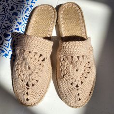 Women's Crochet Sandals, Beige Espadrilles, Colorful Granny Square Flat Summer Shoes, Boho Shoes, Casual Custom Shoes, Handmade, Ecofriendly Stunning crochet espadrilles, handcrafted in Turkey's west. ❤ Crochet Espadrilles,  in beige color with granny square motifs. Made in Turkey with quality materials. QUALİTY: The shoes are knitted with premium quality Alize® cotton and acrylic blended yarns. These yarns, which are also used in making amigurumi, take the shape of your feet thanks to their fle Crochet Espadrilles, Colorful Granny Square, Flat Summer Shoes, Beige Espadrilles, Womens Espadrilles Wedges, Boho Shoes, Knitting Group, Crochet Sandals, Women's Espadrilles