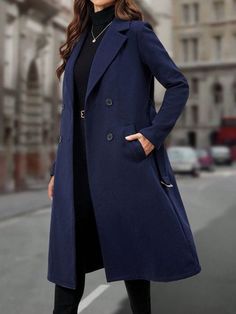 This is a Stylish Long Over Coat by crafted from high quality fabric and imported materials. Our products are handcrafted by experienced tailors who make sure the that the stitching is precise, lining is proper and the overall product is sturdy enough to not go out of shape for more than a few years. Also all our products have extra margins in their length, sleeves, sides so it's easily alterable if your size changes after some time. To see more available colours and designs in this collection, Dark Blue Coat, Adrette Outfits, Women Overcoat, Long Trench Coat