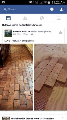 the facebook page shows two photos of wooden flooring, and one photo of wood planks