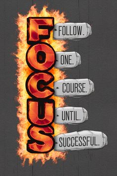 the words focus are written in flames