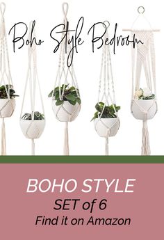 boho style bedroom Hanging Plant Holders, Plant Hangers Indoor, Plant Holders Indoor, Planters For Indoor Plants, Boho Style Room, Rope Plant, Rope Plant Hanger, Indoor Plant Hangers, Macrame Hanging Planter