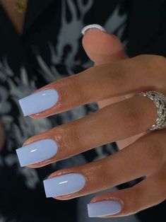 Ongles Baby Blue, Unghie Sfumate, Blue Acrylic Nails, Simple Acrylic Nails, Work Nails, Her Nails, Casual Nails, Short Square Acrylic Nails, Classy Acrylic Nails