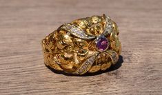 Ornate Yellow Gold Ruby Ring With Intricate Design, Rococo Era, Ruby And Diamond Ring, Filigree Engagement Ring, Antique Diamond Rings, Yellow Gold Engagement, Filigree Ring, Antique Diamond, Custom Engagement Ring