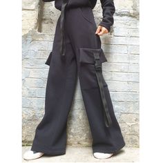 "high-waisted long pants with two outer leg pockets and two side pockets on the waist is elasticated.The pants is suitable for winter, autumn and early autumn🤩 Extravagant designs and high quality fabrics. The item from the pictures is size S  For more information feel free to ask questions. Material &Care Cotton and elastane  Machine wash 30oC Hand wash at low temperatures Do not machine dry Medium hot iron Sizing  We make sizes from xs to 5xl as well as customized measures.So don't hesitate t Baggy Utility Bottoms For Winter, Baggy Fall Full Length Sweatpants, Utility Wide Leg Trousers With Multiple Pockets, Baggy Winter Sweatpants, Trendy Winter Wide Leg Pants With Pockets, Winter High-waisted Sweatpants, Utility Style High-waisted Wide Leg Pants With Multiple Pockets, Streetwear Wide-leg Pants With Hip Pockets, Full-length Bottoms With Pockets For Winter