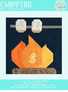 the front cover of campfire quilt block pattern