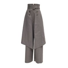 Wide Leg Trousers With Skirt Overlay Grey | Julia Allert | Wolf & Badger Fitted Winter Bottoms With Belt, Winter Fitted Bottoms With Belt, Chic Tailored Bottoms For Fall, Chic Fall Tailored Bottoms, Fitted High-waisted Culottes For Work, Spring Wide Leg Bottoms For Tailoring, Fall Fitted Wide Leg Culottes, Fall Wide Leg Fitted Culottes, Tailored Belted Bottoms For Spring