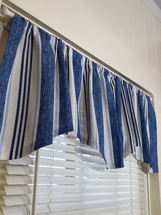 Window Valance Blue Striped, Farmhouse Kitchen, 53x14, Custom Orders, Handmade USA - Etsy Farmhouse Furniture, Window Valance, Curtains Window Treatments, Large Windows, Navy Stripes, Fabric Samples, Farmhouse Kitchen, Winchester