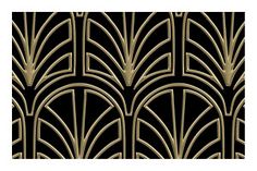 an art deco wallpaper pattern in black and gold framed print by george westcott