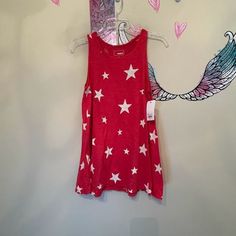 Nwt Women's Sonoma Red Tank Top With White Stars Size: Small Color: Red , White Flowy Tank Tank Top Red Star Print Top For Summer, Casual Red Tops With Star Print, Casual Red Star Print Tops, Casual Red Top With Star Print, Red Tank Top, Orange Blouse, Red Tank Tops, Spaghetti Strap Tank Top, Green Tank Top