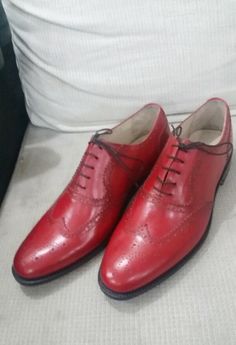 Crafted Leather Classic Men Red Leather Oxford Wingtip Dress Shoes on Storenvy Quality Leather Boots, Custom Design Shoes, Shoe Crafts, Handmade Leather Shoes, Oxford Dress Shoes, Classic Man, Leather Craft, Black Suede, Suede Leather