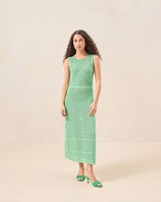 Column Dress, British Indian, Ethiopia, Green Dress, Sleeveless Top, Mom Jeans, Midi Dress, Ready To Wear, Crochet