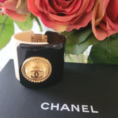 Authentic Chanel Acrylic Bracelet With Antique Gold Hardware. My Personal Favorite From Chanels Sunburst Collection. Condition Excellent Made In Italy Comes With Chanel Dust Bag And A Box. Designer Jubilee Bracelet For Evening, Elegant Brown Cuff Bracelet Gift, Designer Black Cuff Bracelet For Gift, Designer Black Cuff Bracelet As Gift, Elegant Brown Cuff Bracelet As Gift, Designer Bangle Jewelry As Fashion Accessory, Designer Cuff Bracelet For Formal Occasions, Designer Black Cuff Bracelet For Formal Occasions, Luxury Brown Bangle Bracelet