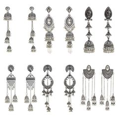 PRICES MAY VARY. 【Value Package】An order contains 6 pairs of Indian jhumka earrings of different styles, each pair of earrings can bring you a different combination. 【Material】Each pair of dangle earrings is made of high-quality alloy, polished and carved.The tassel earrings are treated with retro technology to better reflect the charm of jhumki earrings. 【Size and Weight】Most earrings are about 4.5 inches long and weigh 1.2 ounces.Maybe some people feel that the earrings are longer or heavier. Cheap Temple Jewelry Jhumkas For Diwali, Cheap Temple Jewelry Earrings For Festive Season, Bahubali Jhumka Earrings, Luxury Bollywood Jhumkas With Pearl Drop, Jumkha Earrings Gold, Pakistan Earrings, Chaandbaali Earrings, Partywear Earrings, Gold Thread Earrings