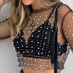 Pearl Beading, Mesh T Shirt, Top Streetwear, Summer Crop Tops, Trendy Fall, Hot Dress, Lace Shirt, Ladies Party, Lace Tops