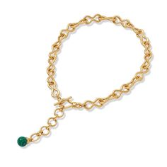 Roman Malachite Statement Necklace | The Met Store Elegant Green Cable Chain Necklace, Gold Emerald Necklace With Chain As Gift, Green Link Chain Jewelry, Gold Malachite Necklace As Gift, Gold Malachite Jewelry For May Birthstone, Gold Malachite Necklace For May Birthstone, Gold Emerald Necklace With Adjustable Chain For May Birthstone, Green Link Chain Necklace As Gift, Green Link Chain Necklace For Gifts