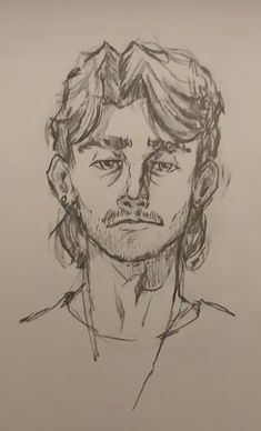 a drawing of a man with long hair