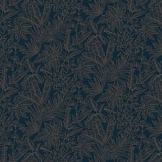 a dark blue and brown wallpaper with lots of leaves on it's sides