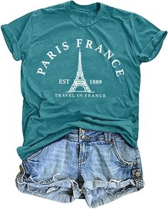 PRICES MAY VARY. 【Material】This france traveler shirt is made of cotton blend, which is stretchable, soft and lightweight. Suggest to hand wash with cold water, do not dry clean, not bleach. 【Feature】Paris french shirt tops, paris lover tee shirt, funny letters printed tees, casual short sleeve t shirt, round neck shirt, loose casual tee. Our france tee is a must in your wardrobe to travel in paris. 【Gift】Are you a Paris lover? If so, come to get this tee shirt.Our paris city shirt is a great gi Cotton Crew Neck T-shirt For Travel, Summer Travel Cotton Shirt, Summer Travel Crew Neck Tops, Summer Travel Cotton Tops, Summer Crew Neck Tops For Travel, Crew Neck Tops For Summer Travel, Summer Cotton Top For Travel, Casual Summer Travel T-shirt, Short Sleeve T-shirt For Summer Travel