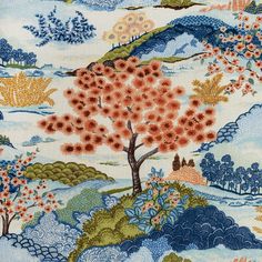 Swavelle Yuhua-Marvy Coral 55" Fabric Chinoiserie Fabric Upholstery, Asian Scenery, Whimsical Fabric, Different Home Decor Styles, Chinoiserie Fabric, Chinoiserie Pattern, Reupholster Chair, South Miami, Patterns Wallpaper