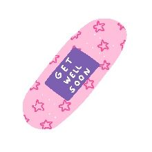 a pink skateboard with stars on it and the words get well soon written in purple