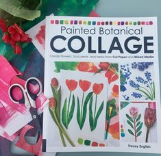 a book on painting with flowers and scissors