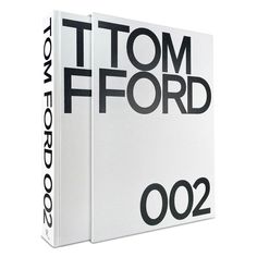 two books with black and white font on them, one is titled tom ford 002