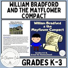 a poster with the words william bradford and the mayflower compact