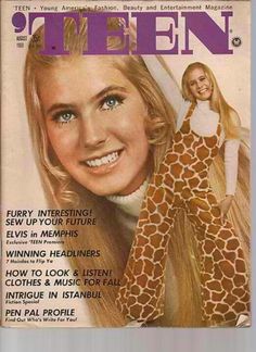 an old magazine cover with a woman in giraffe pajamas on the front page