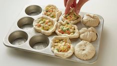 Grands!™ Mini Chicken Pot Pies Recipe - Pillsbury.com Mini Chicken Pot Pie Recipe, Individual Chicken Pot Pies, Mini Pot Pies, Mini Chicken Pot Pies, Pillsbury Grands, Chicken Pot Pie Recipe, Pillsbury Recipes, Pot Pie Recipe