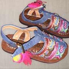 Trendy Toddler Sandals Brand New And Unworn Size 6.5 By Sam Edelman With Fringe And Pom Pom Detailing, Denim Jean Style With Embroidered Details Keywords: Zara Gap Oshkosh Primary Hanna Andersson Kate Quinn Monica Andy Old Navy Crossposted Mcri Multicolor Sandals With Woven Sole And Round Toe, Red Bohemian Sandals For Spring, Fun Red Open Toe Sandals, Adjustable Pink Bohemian Sandals, Adjustable Multicolor Non-slip Sandals, Multicolor Closed Toe Sandals With Woven Sole, Red Closed Toe Sandals With Woven Sole, Red Flat Sandals For Festival, Adjustable Flat Fun Sandals